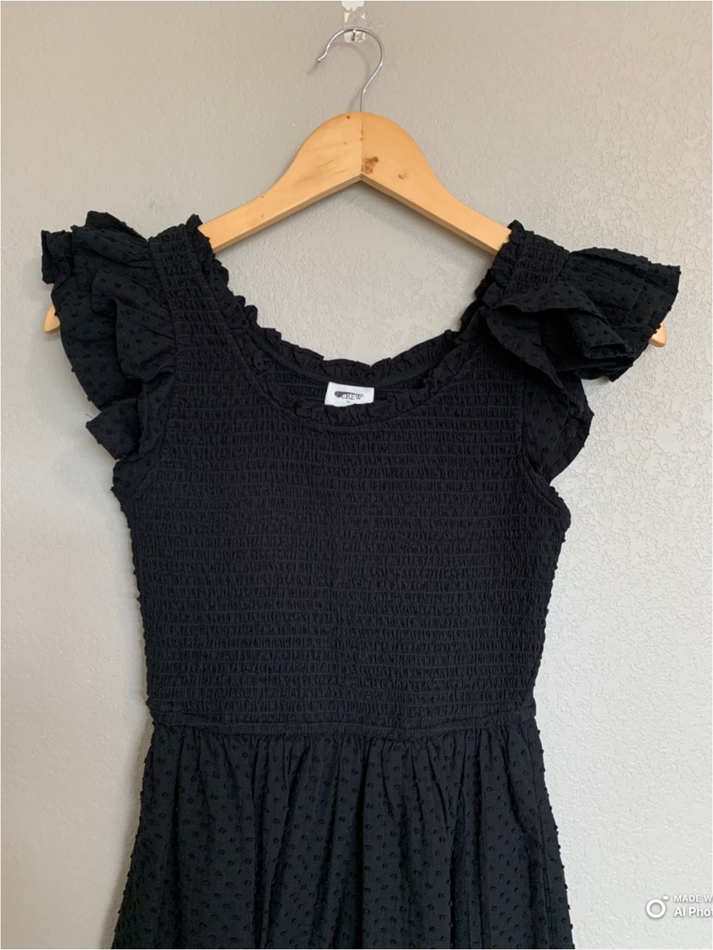 J Crew Factory Petite Black Swiss Dot Flutter Sleeve Midi Dress NWT Cottagecore - Picture 5 of 16